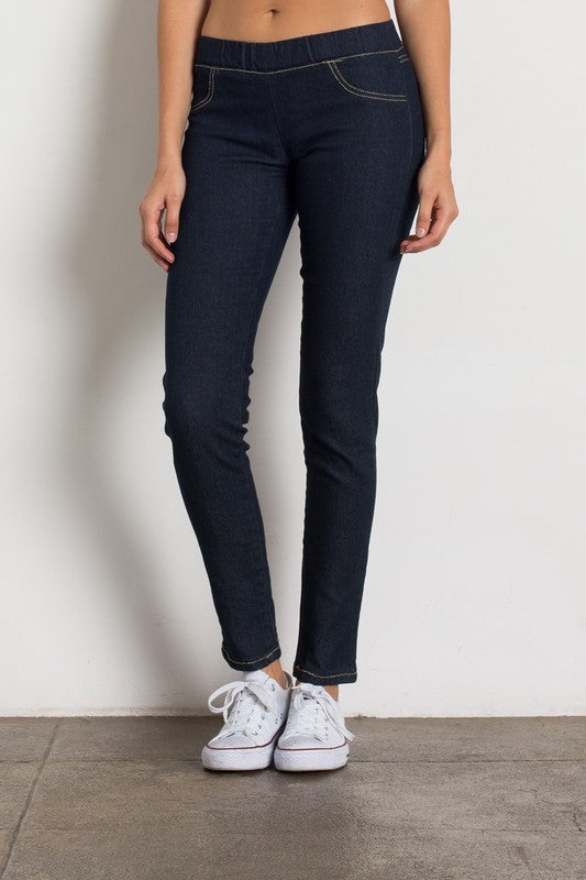 Pull-on Denim Jeggings jeans (JG003-NAVY)