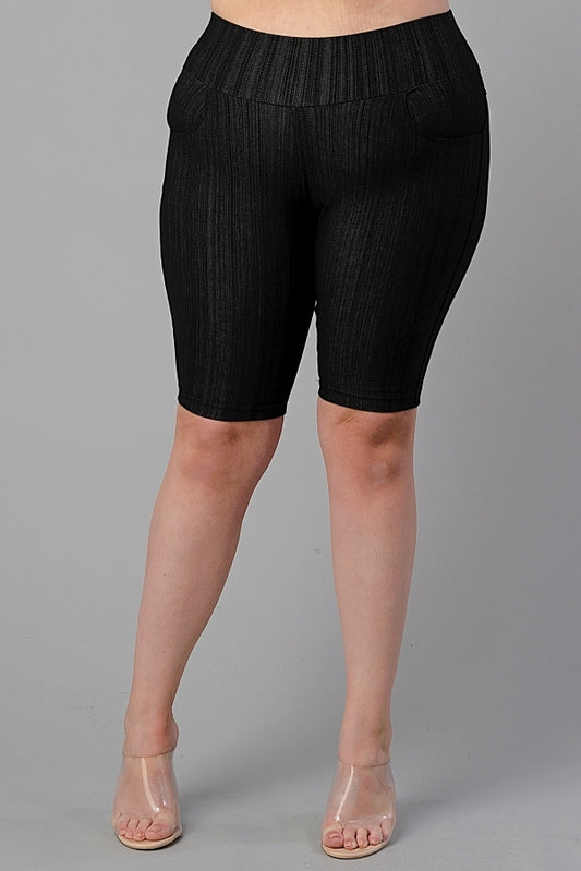 Plus size Bermuda Short Jeggings N2048-BLK(10Pc)