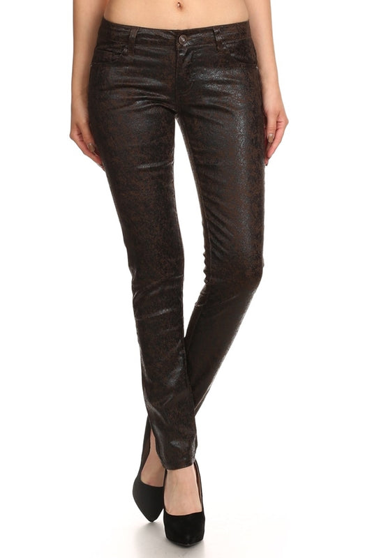 Club Wear Metallic Finished Pants NSP-510-Brown