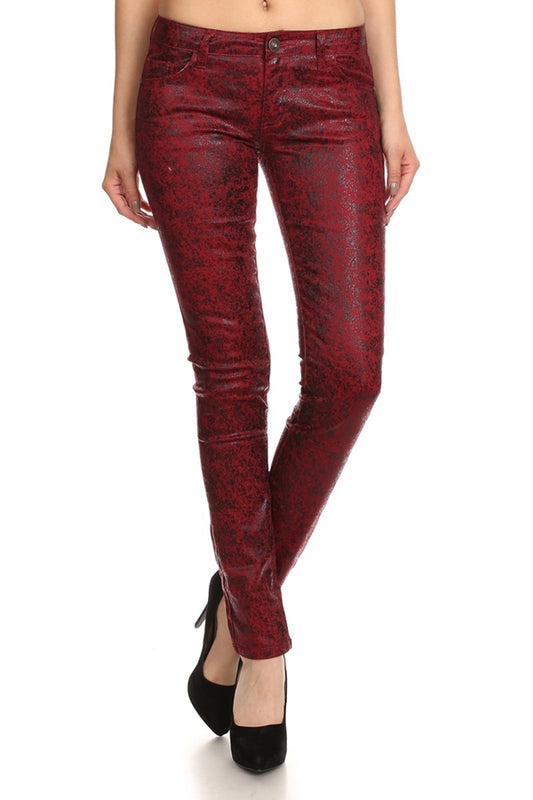 Club Wear Metallic Finished Pants NSP-510-Burgundy