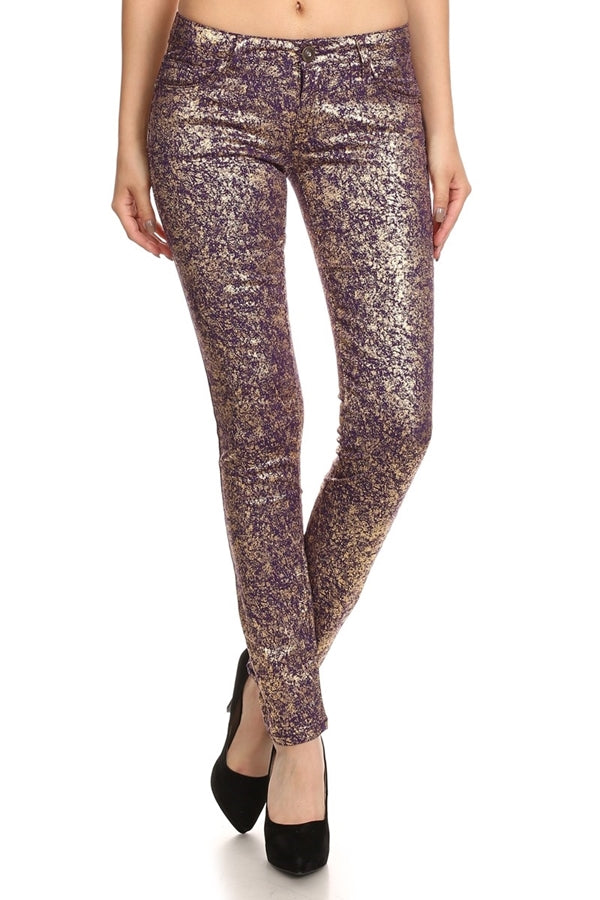 Club Wear Metallic Finished Pants NSP-510-God Purple