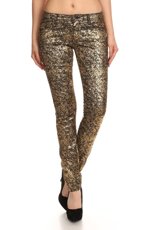Club Wear Metallic Finished Pants NSP-510-Gold