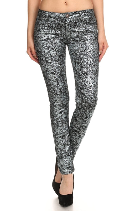 Club Wear Metallic Finished Pants NSP-510-Gun Charcoal