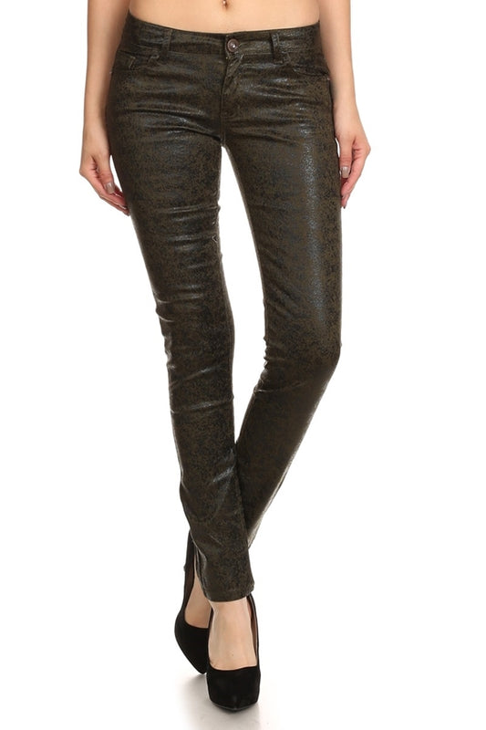 Club Wear Metallic Finished Pants NSP-510-Olive