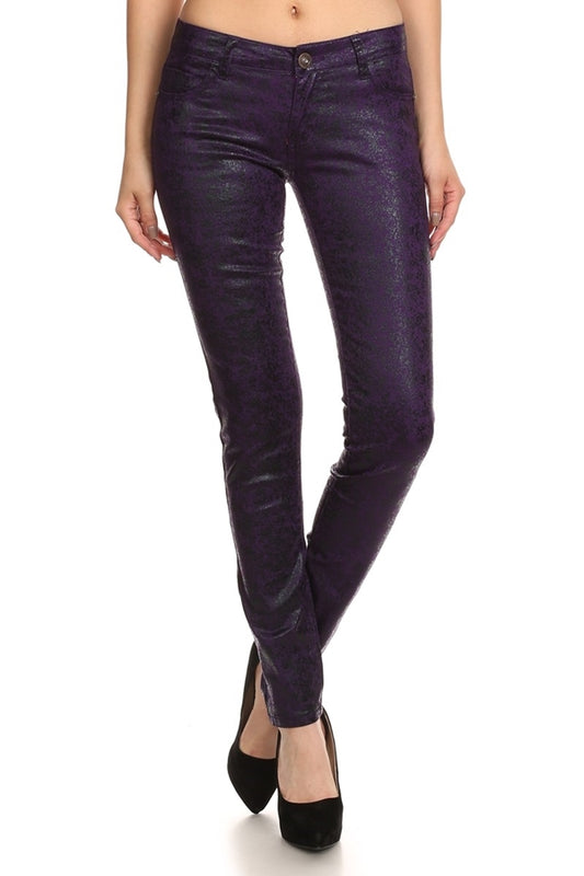 Club Wear Metallic Finished Pants NSP-510-Purple