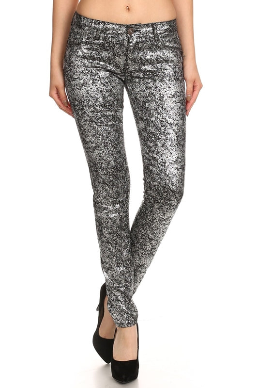 Club Wear Metallic Finished Pants NSP-510-Silver