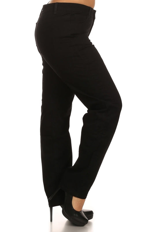 Plus Size Cotton Stretch Pants NSPB107-Black
