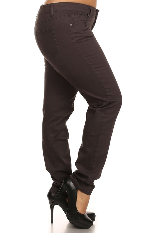 Plus Size Cotton Stretch Pants NSPB107-Charcoal