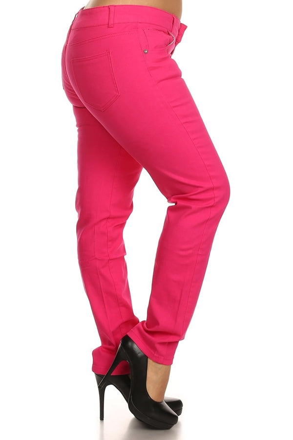Plus Size Cotton Stretch Pants NSPB107-Fushia