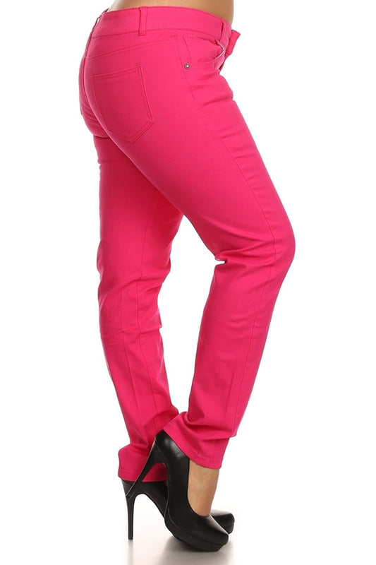 Plus Size Cotton Stretch Pants NSPB107-Fushia