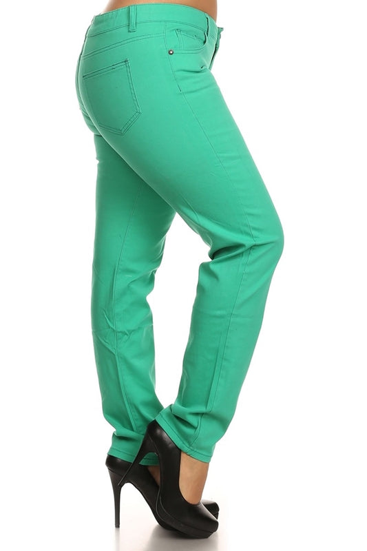 Plus Size Cotton Stretch Pants NSPB107-Green