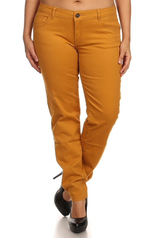 Plus Size Cotton Stretch Pants NSPB107-Mustard