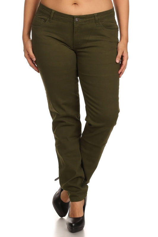 Plus Size Cotton Stretch Pants NSPB107-Olive