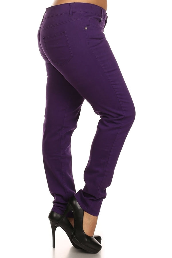 Plus Size Cotton Stretch Pants NSPB107-Purple
