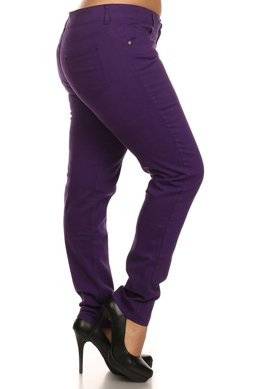 Plus Size Cotton Stretch Pants NSPB107-Purple