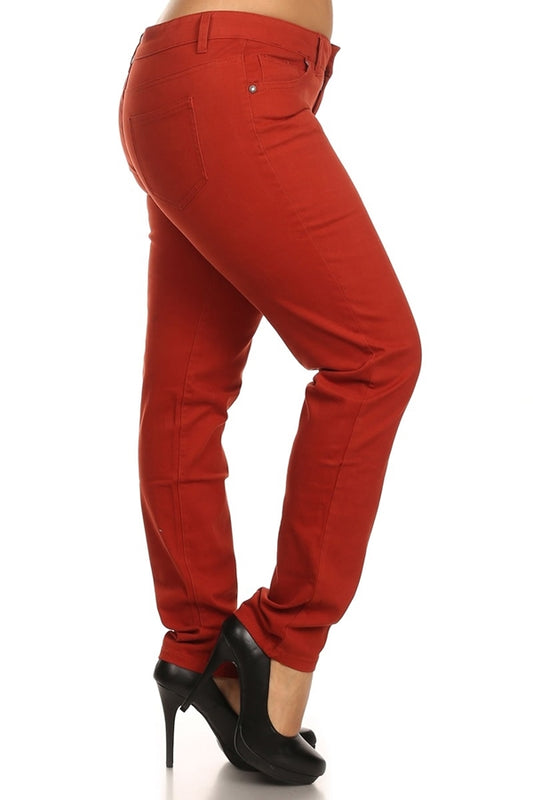 Plus Size Cotton Stretch Pants NSPB107-Rust