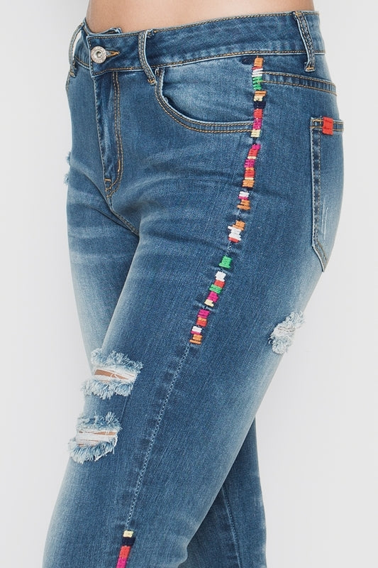 Distressed Denim Cropped jeans P8028