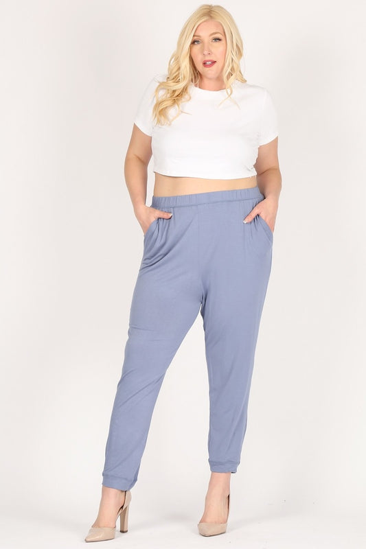 High Waist Plus size relaxed fit pants 87001X-Denim