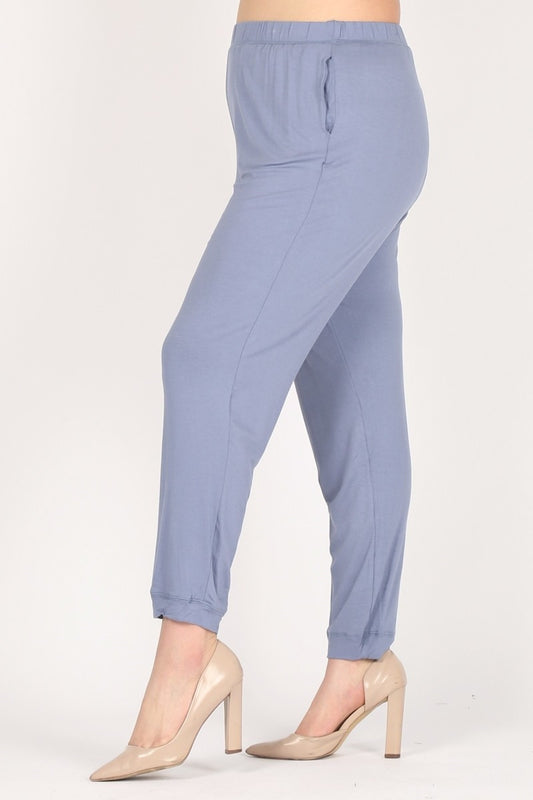 High Waist Plus size relaxed fit pants 87001X-Denim