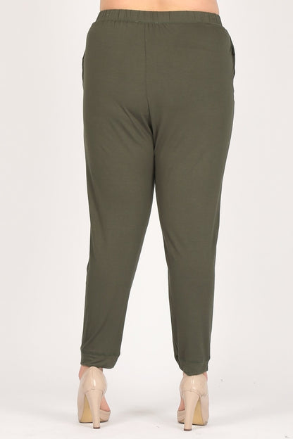 High Waist Plus size relaxed fit pants 87001X-Olive
