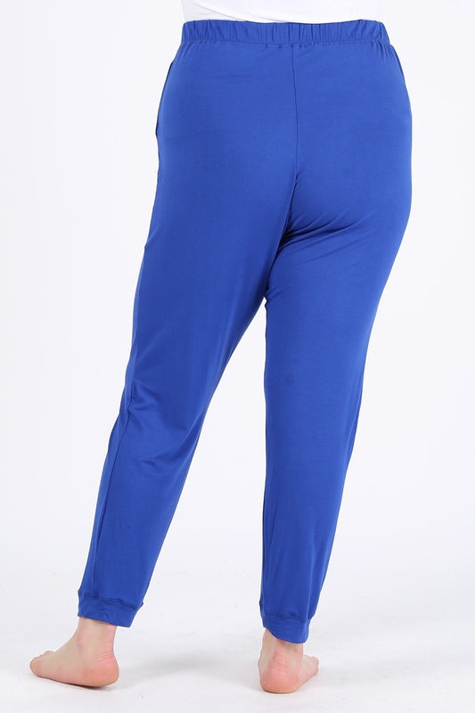 High Waist Plus size relaxed fit pants 87001X-Royal