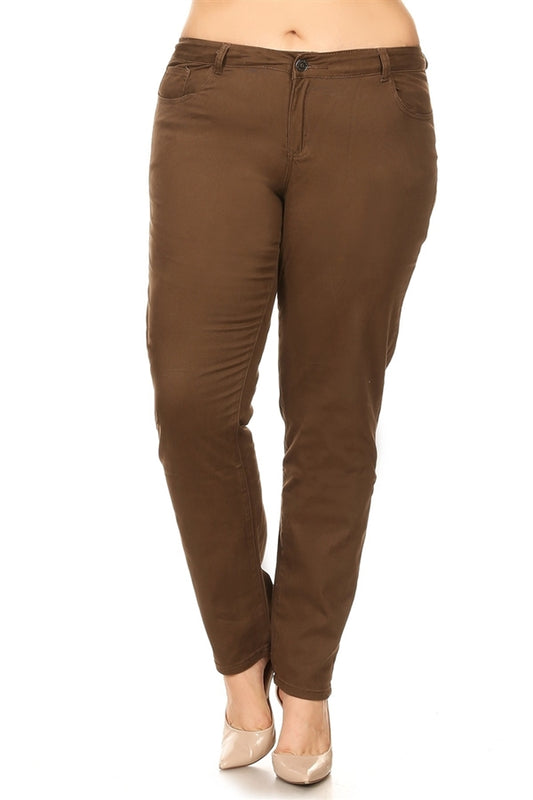 Plus Size Cotton Stretch Pant PK-226-Brown