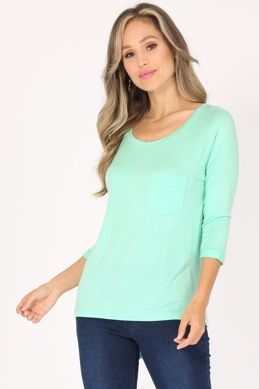 Long Sleeve Chest Pocket Hi Low Top PRR-8404-Mint