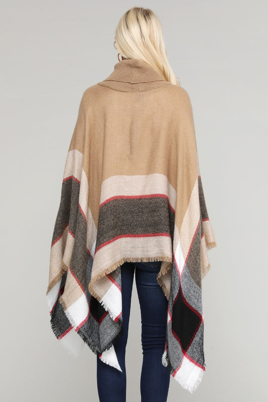 Women Pull over color-blocked poncho