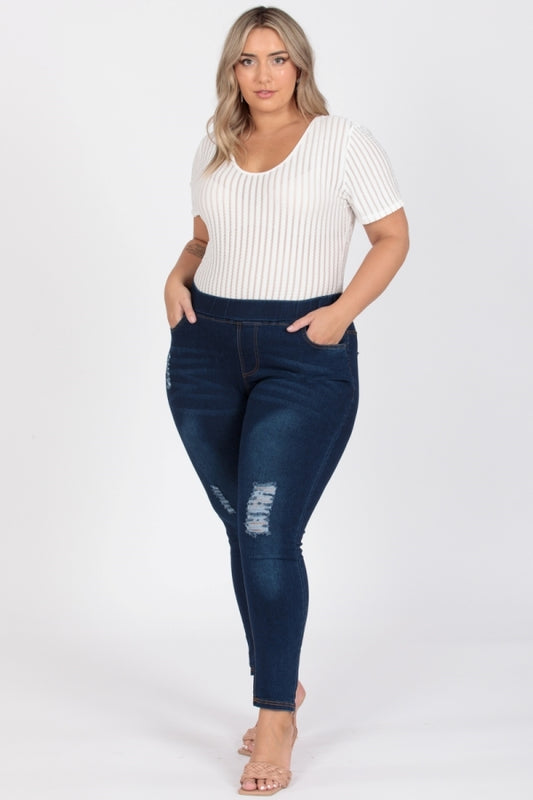 Plus Size Mid-rise Denim Jeggings pants TYEP-030