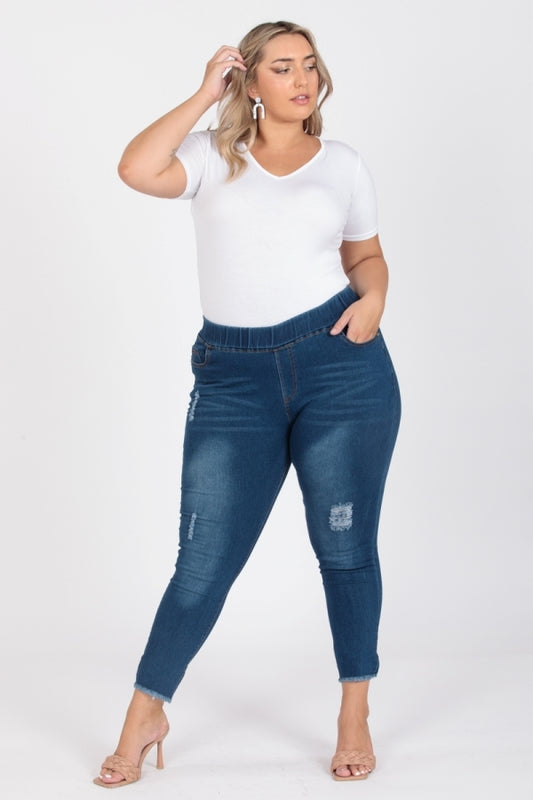 Plus Size Mid-rise Denim Jeggings pants TYEP-037