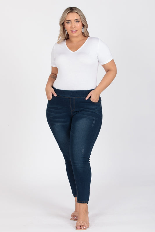 Plus Size Mid-rise Denim Jeggings pants TYEP-3984