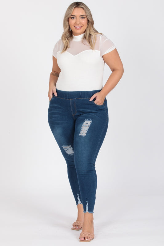 Plus Size Mid-rise Denim Jeggings pants TYEP-7203