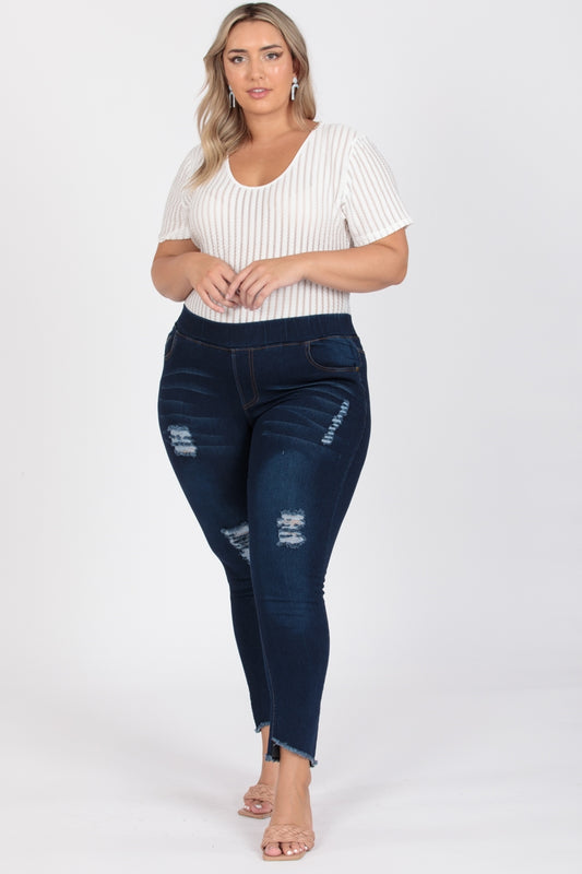 Plus Size Mid-rise Denim Jeggings pants TYEP-7205