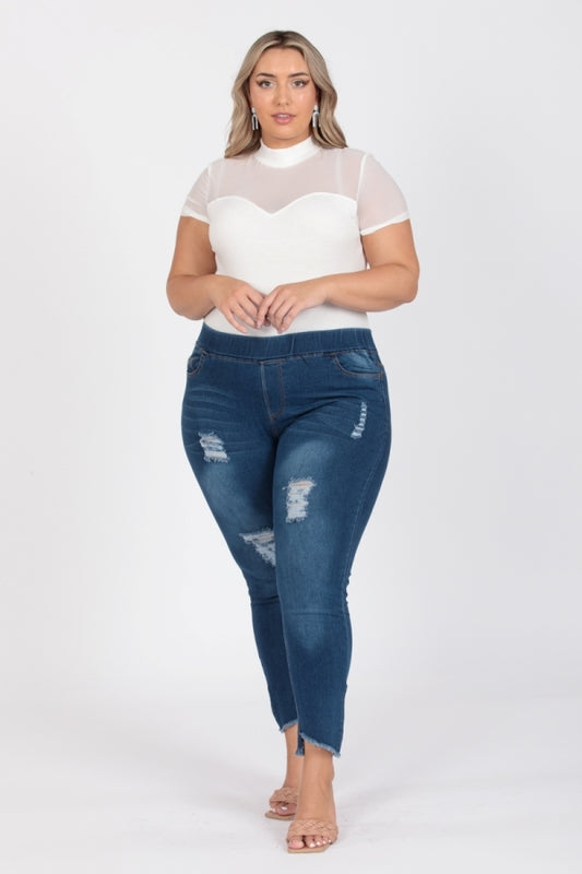 Plus Size Mid-rise Denim Jeggings pants TYEP-7205