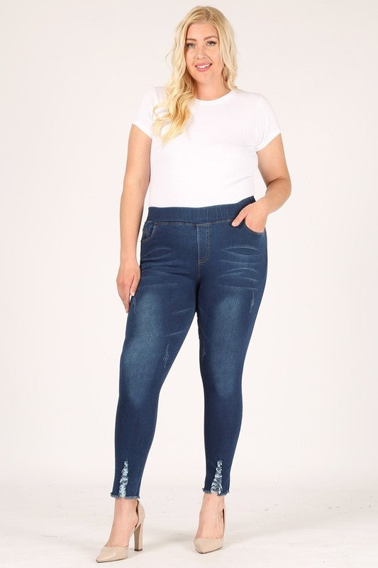 Plus Size Mid-rise Denim Jeggings pants TYEP-7206