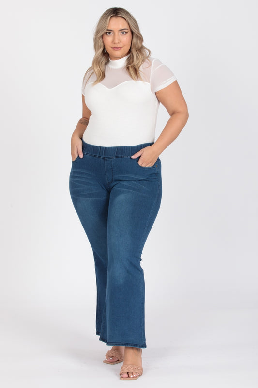 Plus Size High Waist Flare Jeggings TYEW-401