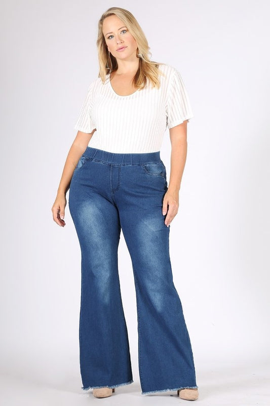 Plus Size High Waist Flare Jeggings TYEW-402