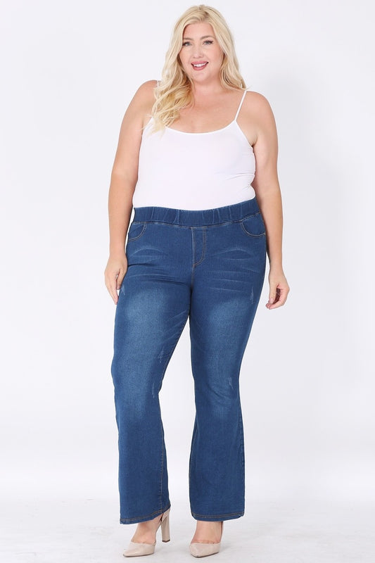 Plus Size High Waist Flare Jeggings TYEW-403