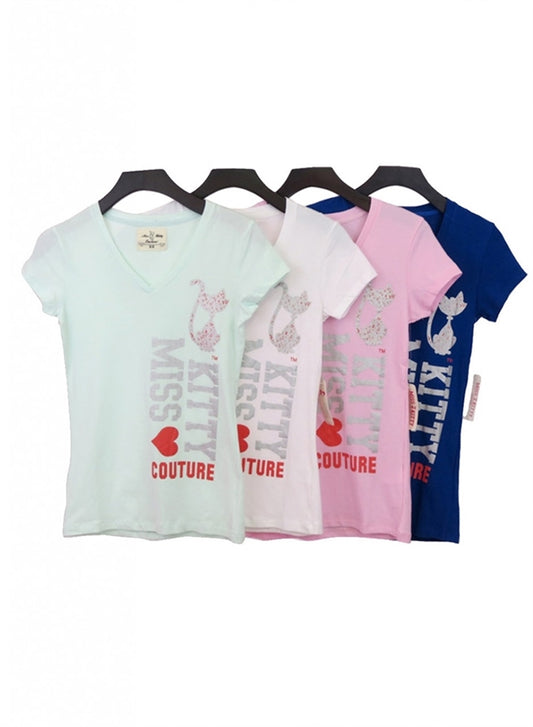 Stylish Juniors Cotton Stretch Cat Print Top