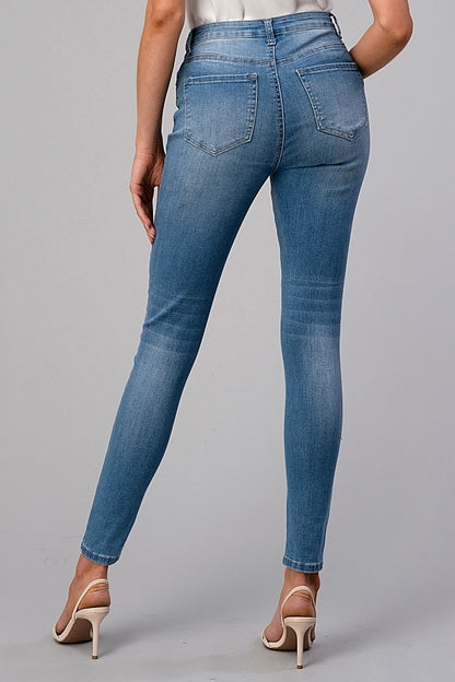 American Blue Distressed Skinny Jeans – Comfortable Juniors Fit with 5 Pockets