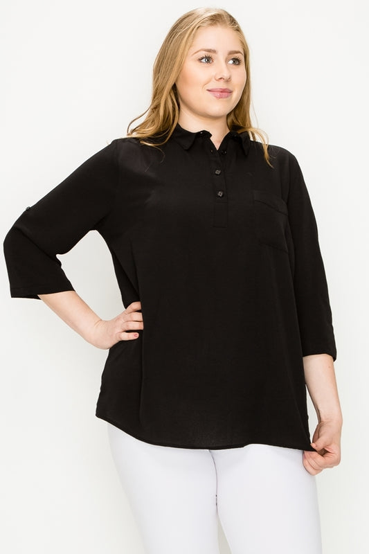 Plus size Koshibo Polo top