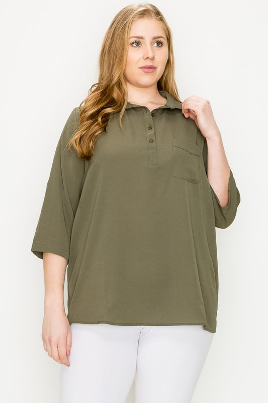Plus size Koshibo Polo top