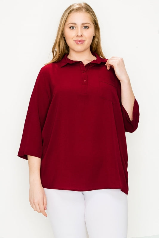 Plus size Koshibo Polo top