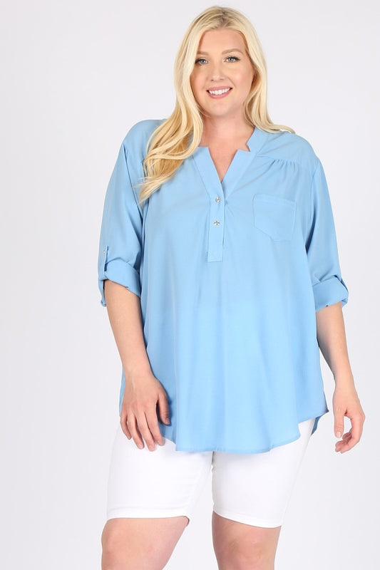 Plus size Koshibo Henley Top