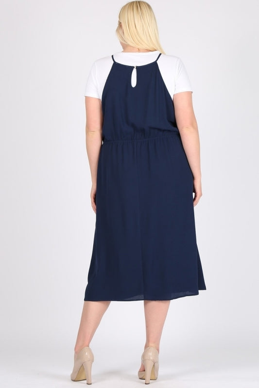 Women's Plus Size Koshibo Dress – Casual Side Pocket Midi Style