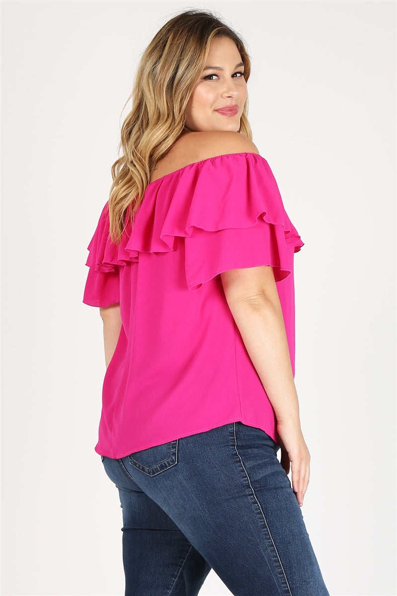 Plus Size Off-the-Shoulder Koshibo Top – Women's Layered Tunic Style