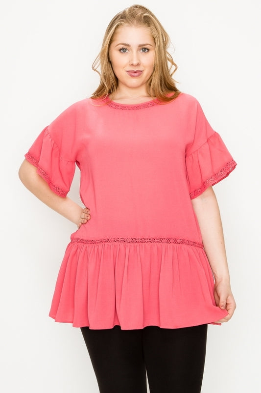 Plus size Koshibo Crochet Ruffled top
