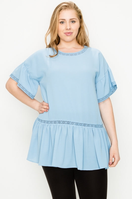 Plus size Koshibo Crochet Ruffled top