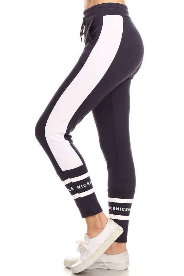 Knit Color block Print Stretch Jogger Sweatpants