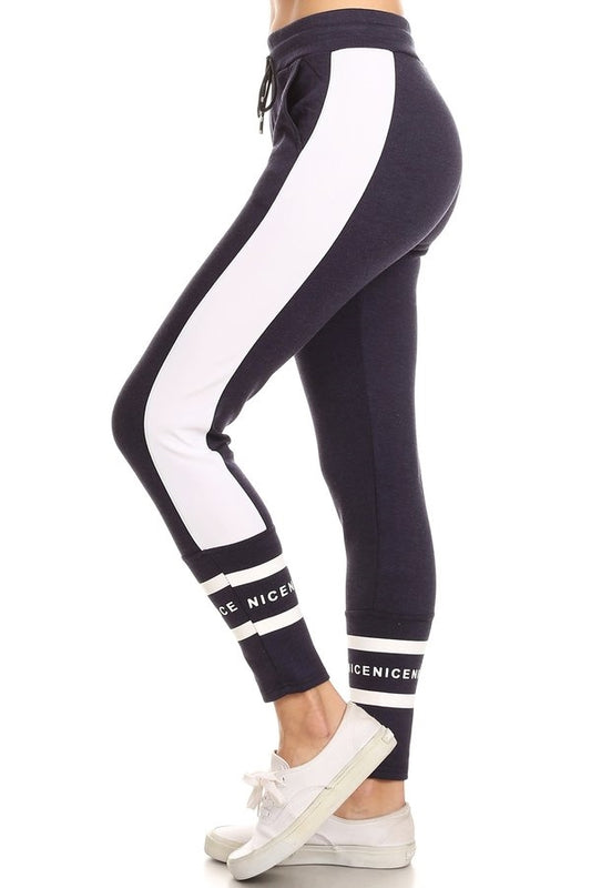Knit Color block Print Stretch Jogger Sweatpants